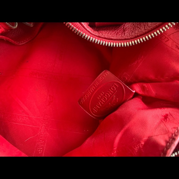 Longchamp Red Nappa Pebbled leather satchel handbag - Picture 13 of 13